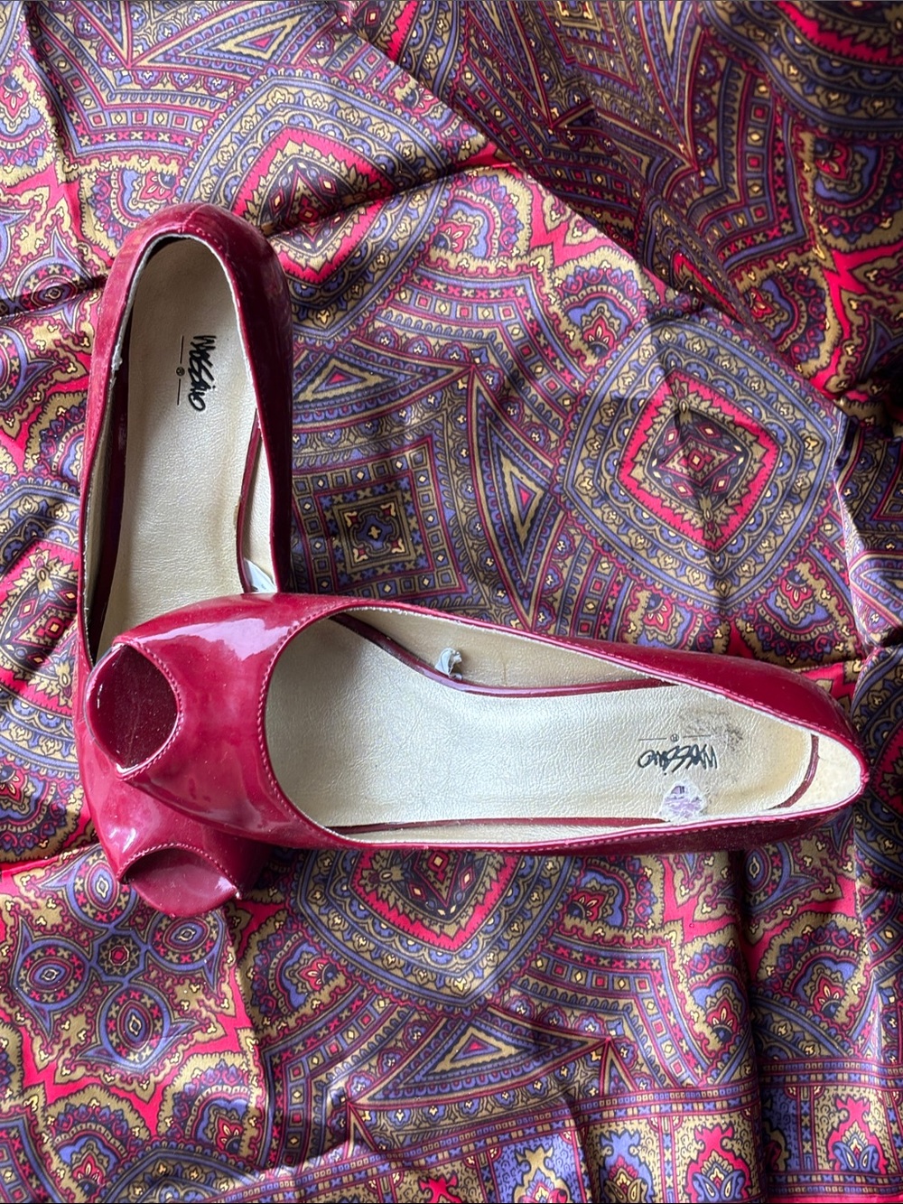 Massimo Red Patent Peep-Toe Flats